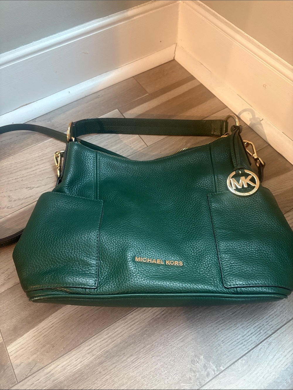 Michael Kors Forest Green Pebbled Leather Hobo Shoulder Bag - Picture 9 of 9